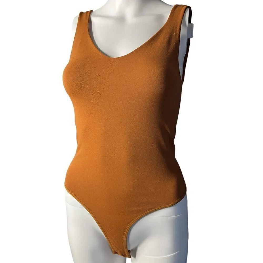 by together v neck bodysuit brown size medium large